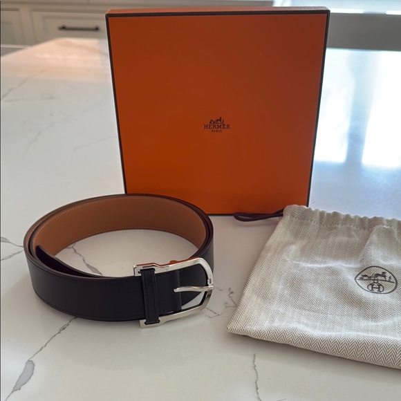 Men’s NEW IN BOX Hermes Black Leather Belt 100